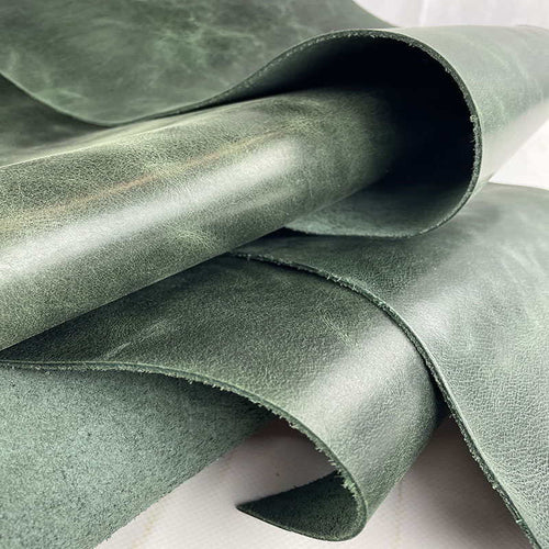 Green Waxed Vegetable Tanned Leather Scraps