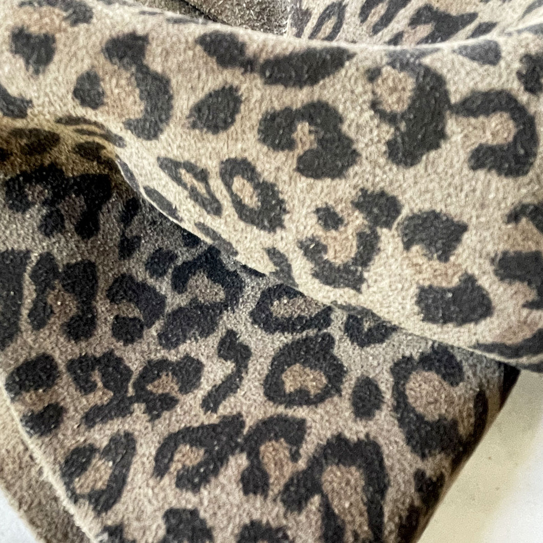 Gray Leopard Split Suede Leather