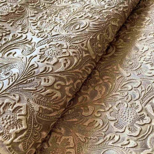 Light Brown Floral Print Leather