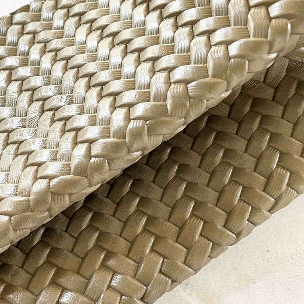 Light Taupe Woven Pattern Leather