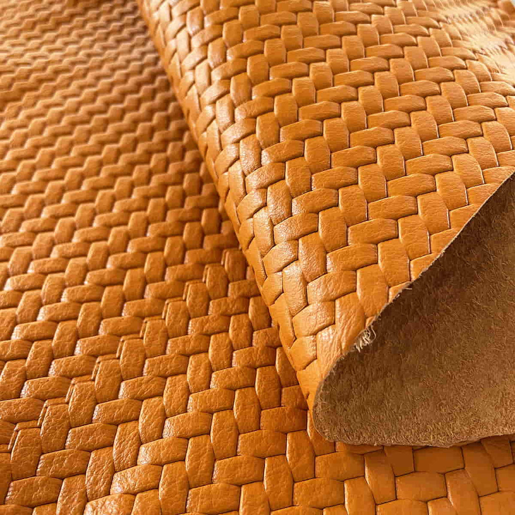 Mustard Woven Pattern Leather