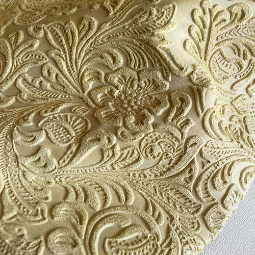 Ochre Floral Print Leather
