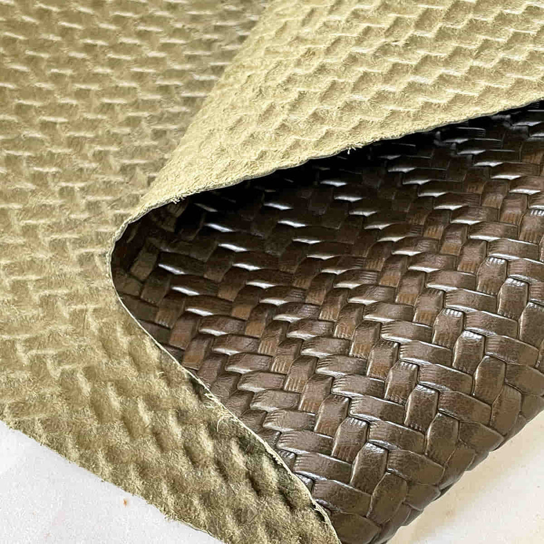 Olive Woven Pattern Leather