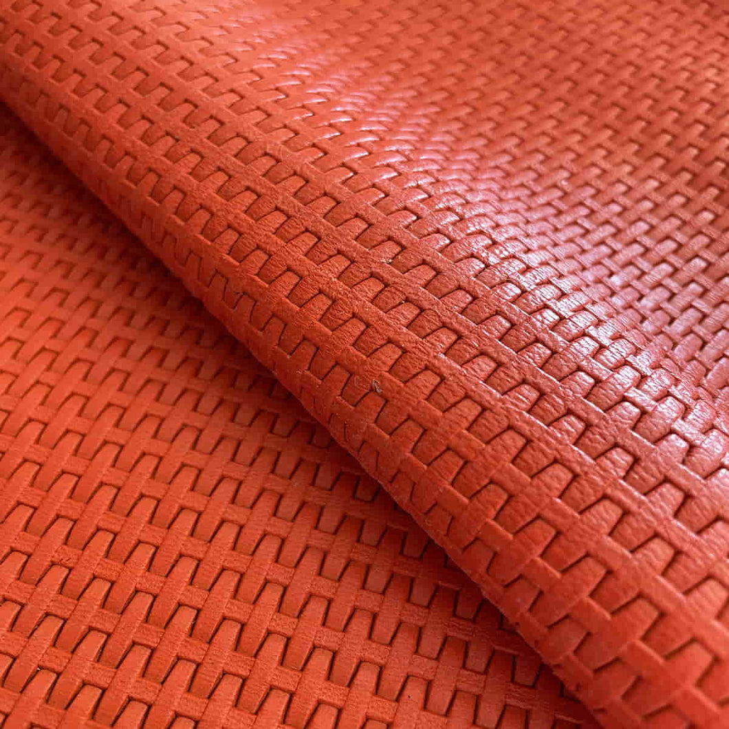 Orange Stamped Woven Leather