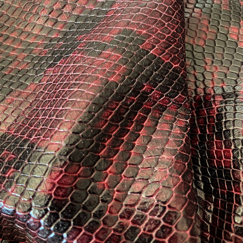 Plum Snake Print Leather
