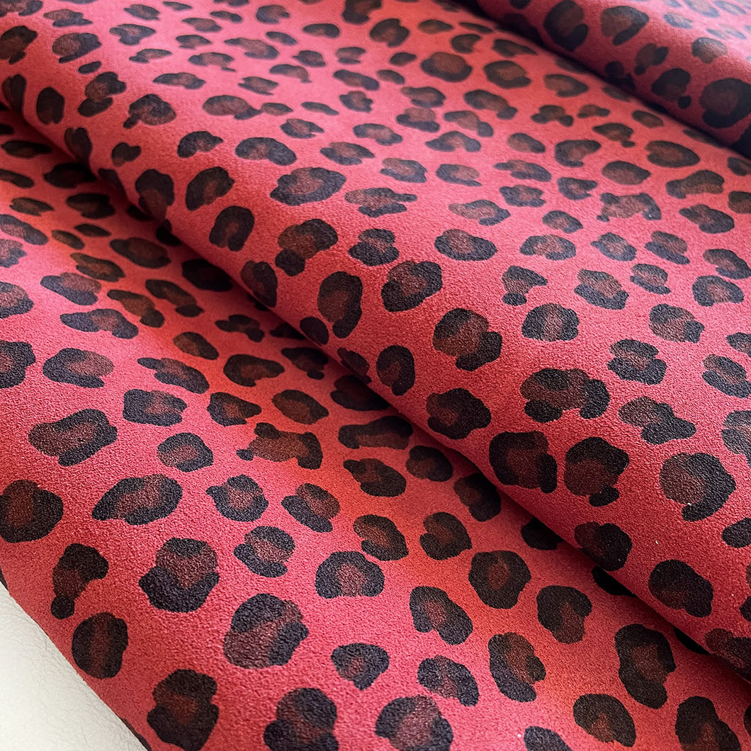 Red Leopard Suede Leather