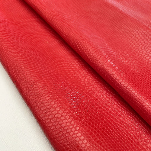 Red Lizard Patterned Leather