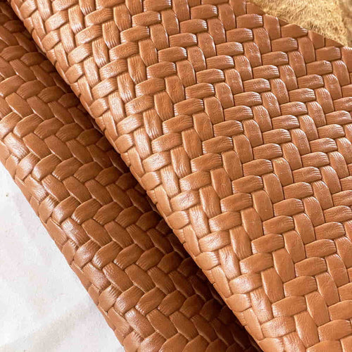 Tabba Brown Woven Pattern Leather