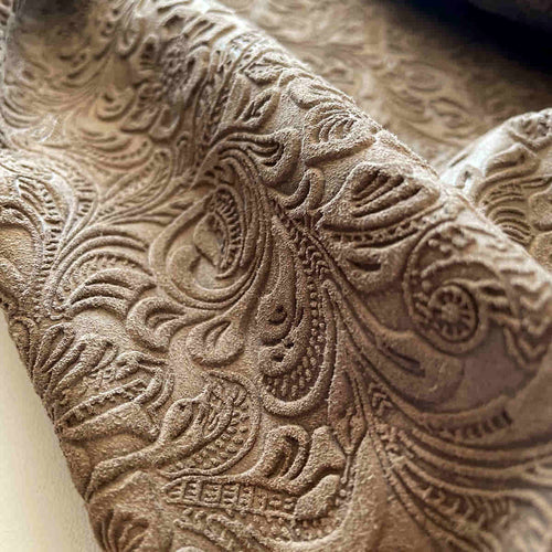 Taupe Floral Print Leather