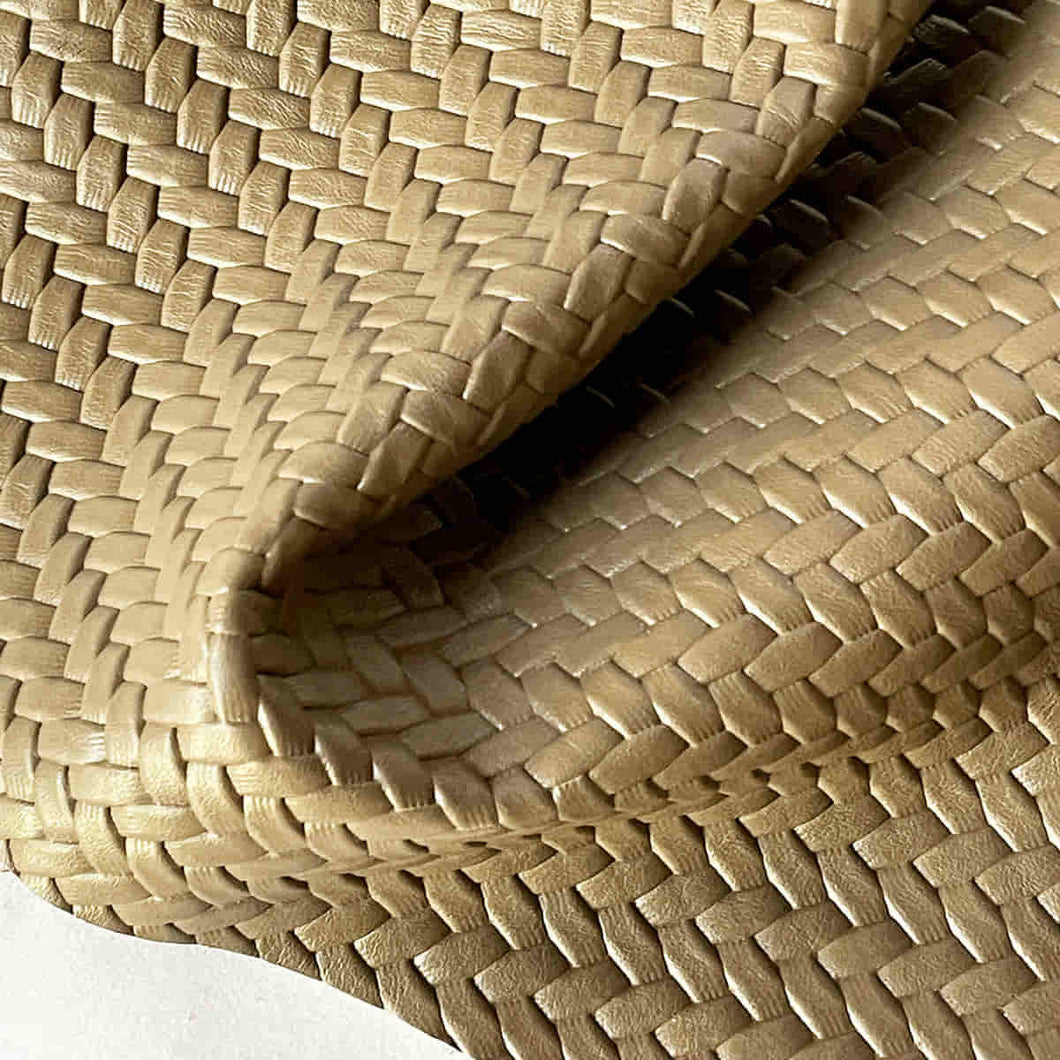 Taupe woven pattern leather