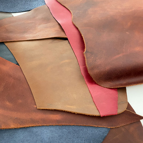 Vegetable tanned waxed leather scraps 2kg 