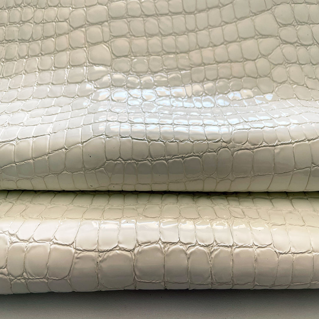 White Croco Patterned Glossy Leather x2