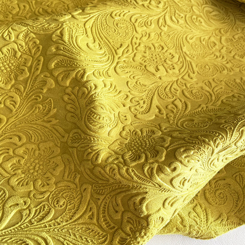 Yellow Floral Print Leather